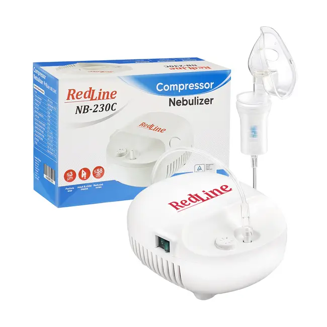 Aparat aerosoli RedLine NB-230C, masca copii si adulti, particule 3 microni, nebulizator inhalator cu compresor BITredlinenb230c