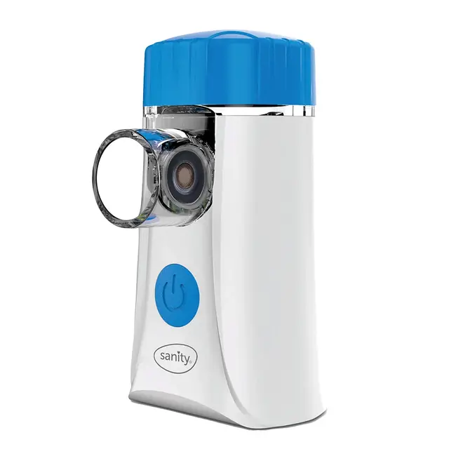 Aparat aerosoli Sanity Fast Mesh, pentru copii si adulti, portabil, capacitate cupa 10 ml, cablu USB, masca copii si adulti, silentios, Alb BITsanityfastmesh