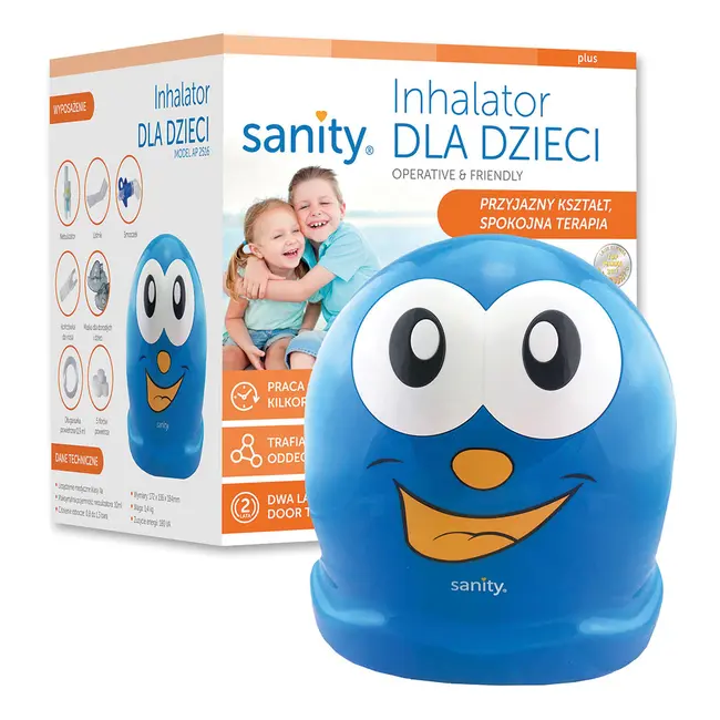 Aparat aerosoli Sanity Inhaler Kids, nebulizator cu compresor pentru copii BITsanitykids