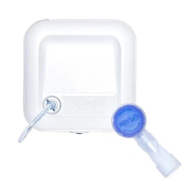 Aparat aerosoli VITAMMY Microfine+ by Flaem, nebulizator cu compresor, utilizare profesionala, masca copii si adulti SoftTouch, fara ftalati si BPA, MMAD 4,48 &mu;m, Alb BITmicrofineplus