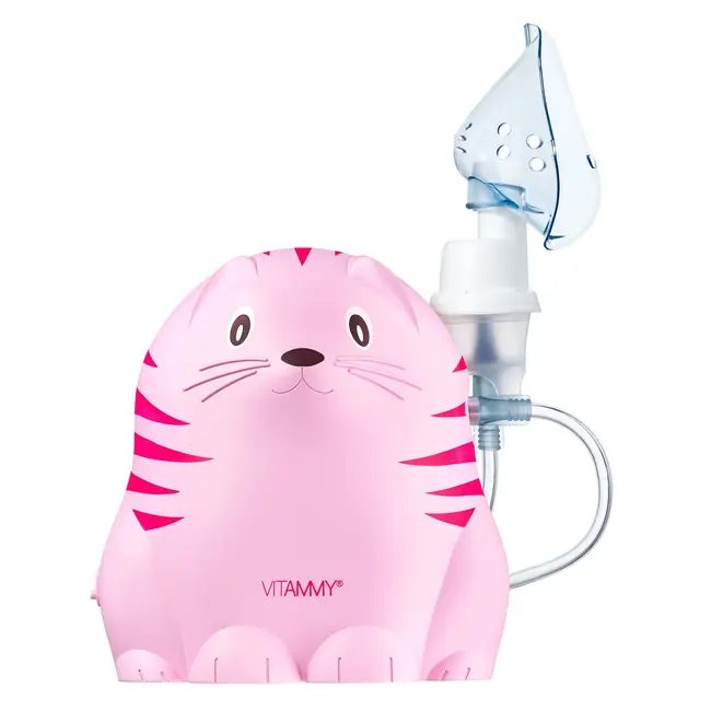 Aparat aerosoli Vitammy Gattino A1503, nebulizator cu compresor, set complet de accesorii, Roz BITgattinoroz
