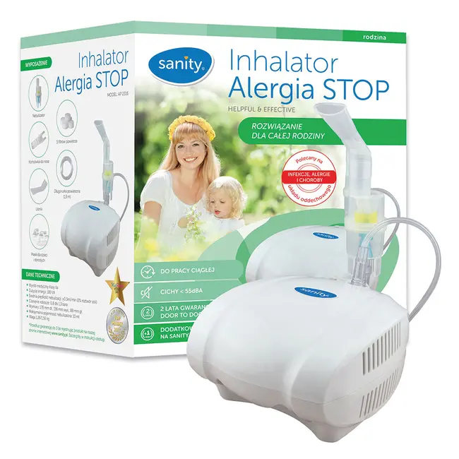 Aparat aerosoli cu compresor Sanity Alergia Stop Inhaler PRO, MMAD 3   &micro;m, 3 masti (adulti, copii si bebelusi) BITsanityallergystopinhalerpro