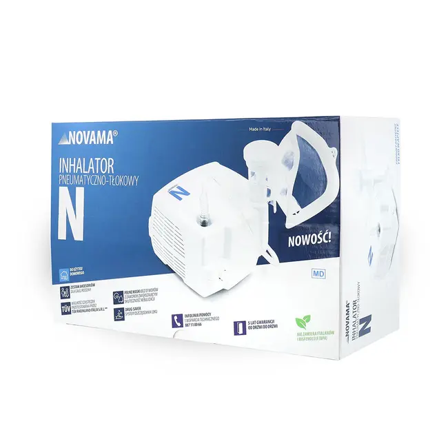 Aparat de aerosoli Novama N, nebulizator cu compresor, functionare continua, sistem de economisire a medicamentului, fabricat fara bisfenol (BPA) si ftalati, masca copii si adulti SoftTouch, mustiuc BITNovamaN