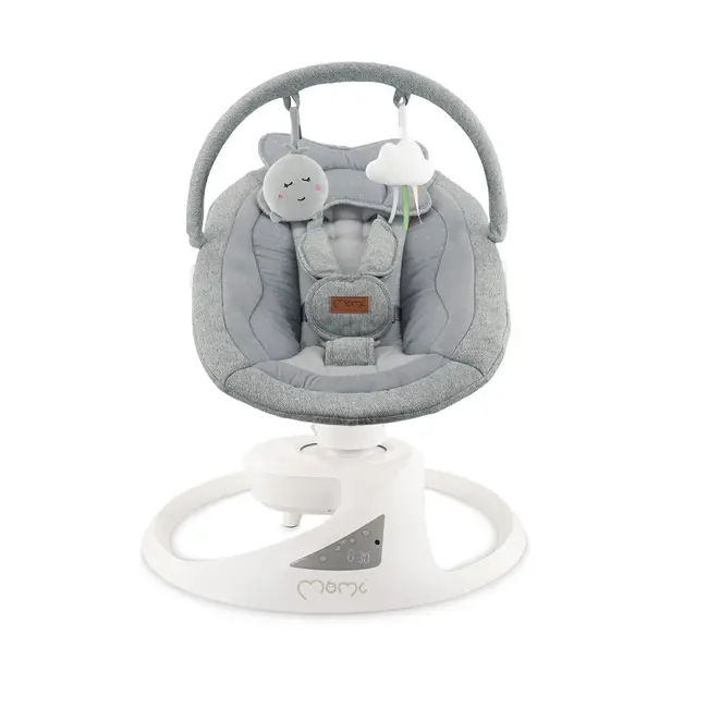 Balansoar electric pentru bebelusi cu sezut rotativ 360 grade , Momi Pearl - Grey KRTBULE00040