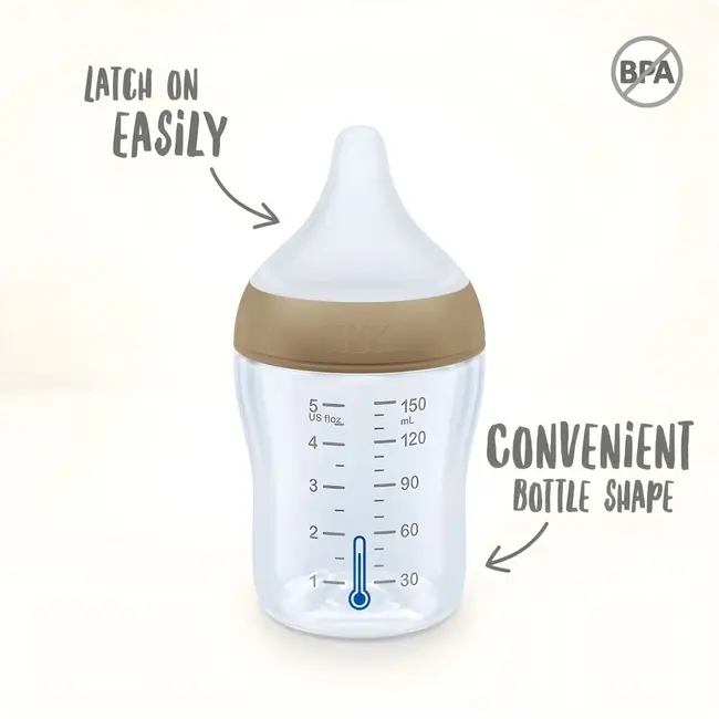 Biberon Nuk Perfect Match Sticla 120 ml Control Temperatura Tetina Silicon S, Curcubeu