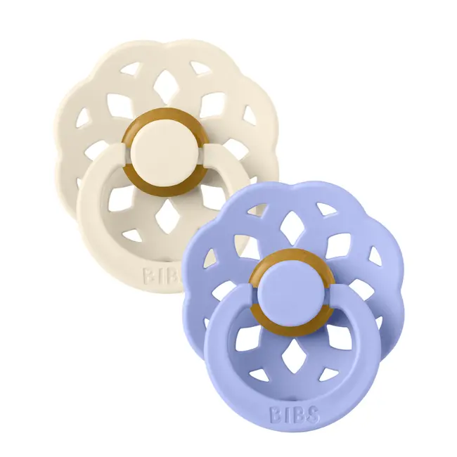 Bibs - set 2 suzete boheme latex, tetina rotunda, 6 luni +-ivory/hush bbb240247