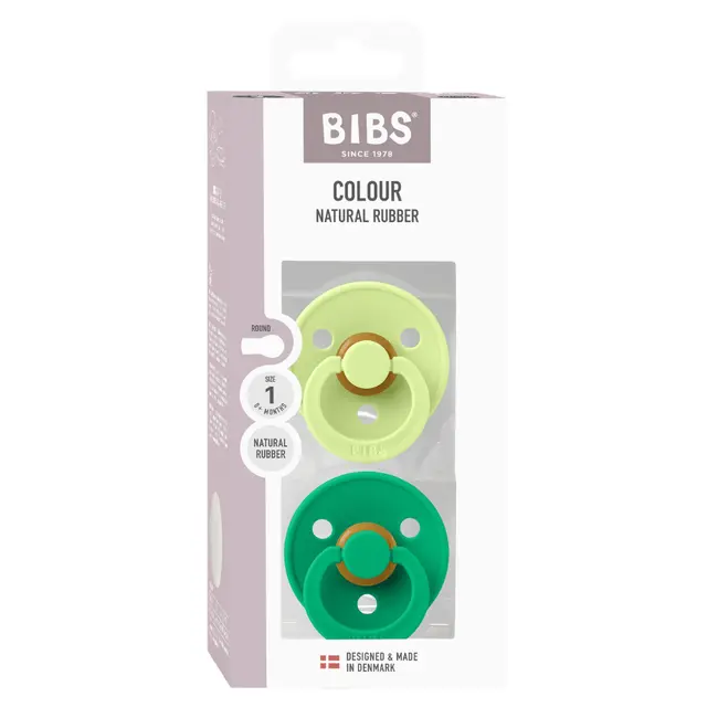 Bibs - set 2 suzete colour latex, tetina rotunda, 0 luni +-matcha/cactus bbb110473