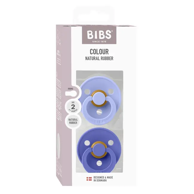 Bibs - set 2 suzete colour latex, tetina rotunda, 6 luni +-hush/grape bbb120472