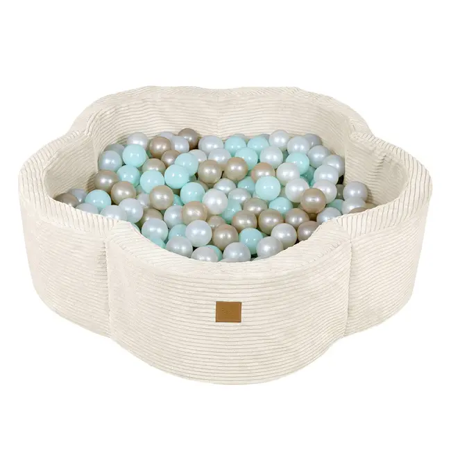 Piscina Cu Bile Meowbaby   ,   Aesthetic Ecru Flower, Spuma Moale, Ecru, Personalizabila Cu Bile La Alegere Pjbbafbh00