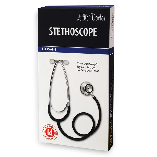 Stetoscop Little Doctor LD Prof I, stetoscop metalic utilizabil pe ambele parti, diafragma mare, Negru Inox BITldprof1