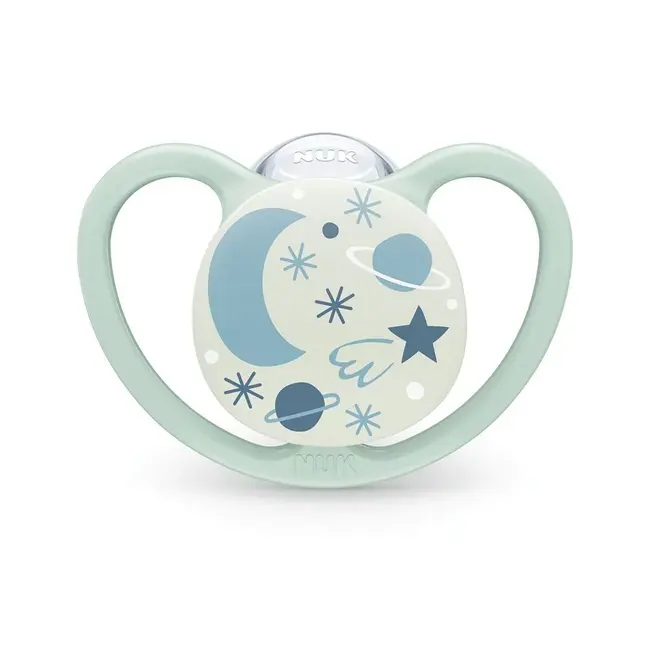 Suzeta Nuk Space Night Silicon 6-18 luni, Set 2 Bucati, Leu