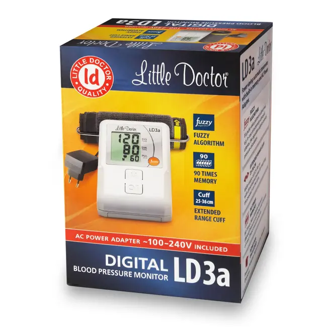 Tensiometru electronic de brat Little Doctor LD 3A, adaptor inclus, afisaj LCD, memorare 90 de valori, alb BITld3a