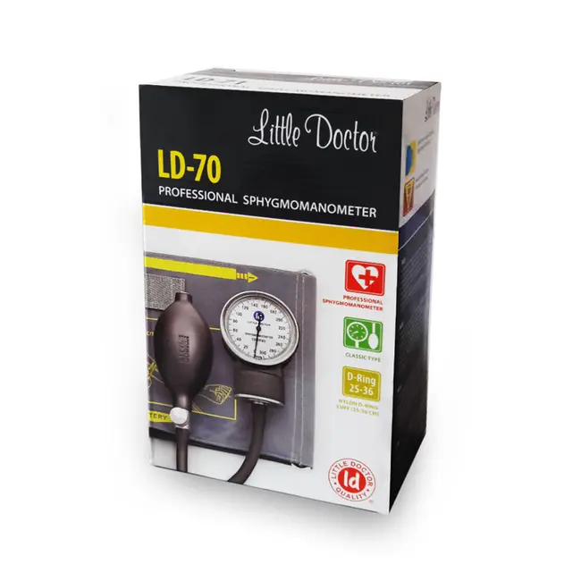 Tensiometru mecanic Little Doctor LD 70, profesional, manometru din metal, dimensiune manseta 25 ,   36 cm, inel de fixare metalic, fara stetoscop, Negru Gri BITld70