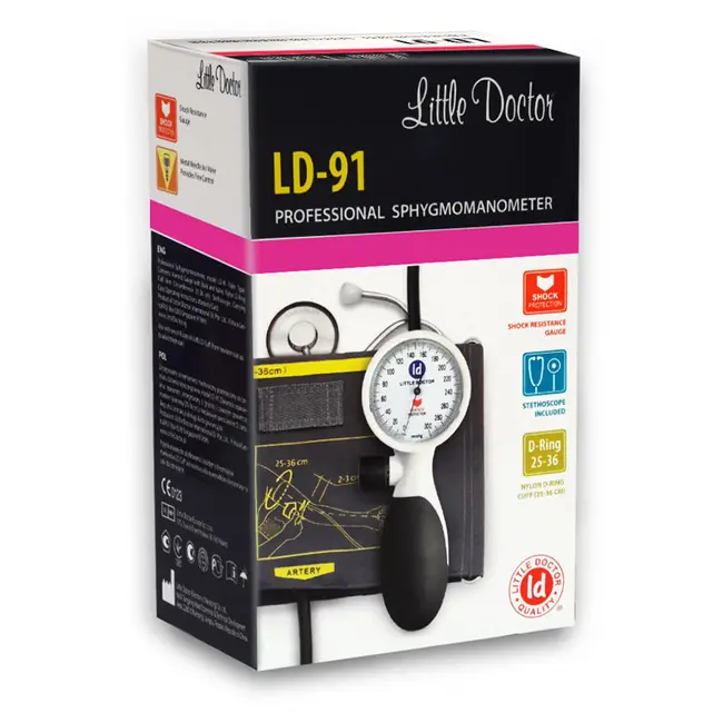 Tensiometru mecanic de brat Little Doctor LD 91, profesional, rezistent la socuri, stetoscop inclus BITld91