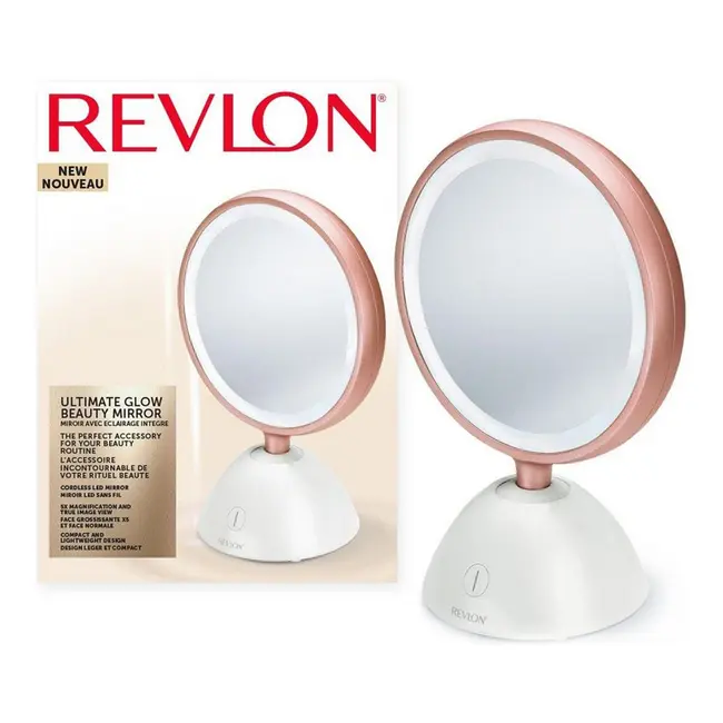 Oglinda cosmetica iluminata Revlon Utimate Glow Beauty RVMR9029, marire de pana la 5x, 2 fete, unghi de inclinare 30  , lumina LED integrata BIToglindaRVMR9029
