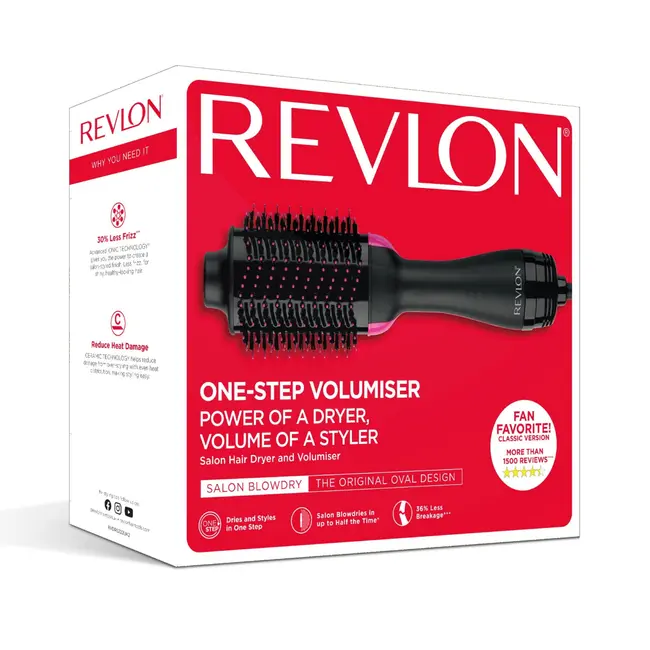 Perie electrica fixa REVLON One-Step Hair Dryer  Volumizer, RVDR5222E2, pentru par mediu si lung BITRVDR5222E2