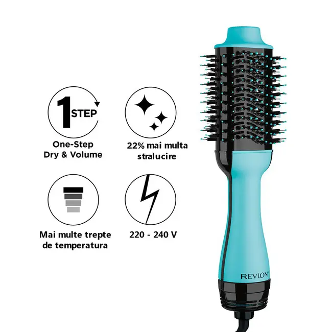 Perie electrica fixa REVLON One-Step Hair Dryer  Volumizer, RVDR5222MUKE MINT, pentru par mediu si lung BITRVDR5222MUKE