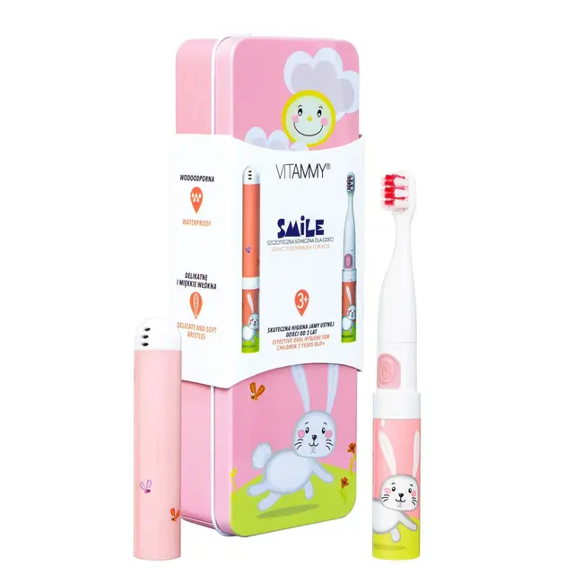 Periuta de dinti electrica VITAMMY Smile, pentru copii 3 +, cutie travel, Animatie Iepuras BITsmileiepure