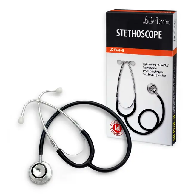 Stetoscop Little Doctor LD Prof II, stetoscop metalic utilizabil pe ambele parti, diafragma mica, Negru Inox BITldprofII