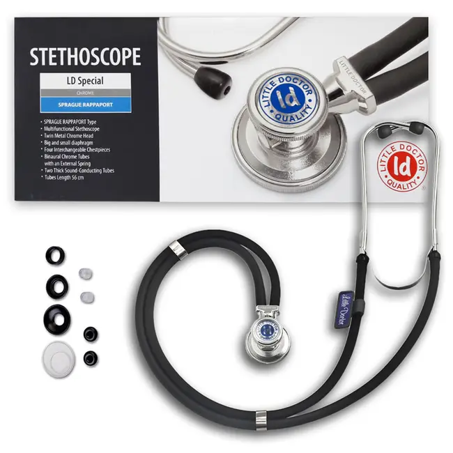 Stetoscop Little Doctor LD Special, 2 tuburi, lungime tub 56cm, Negru Inox BITldspecial