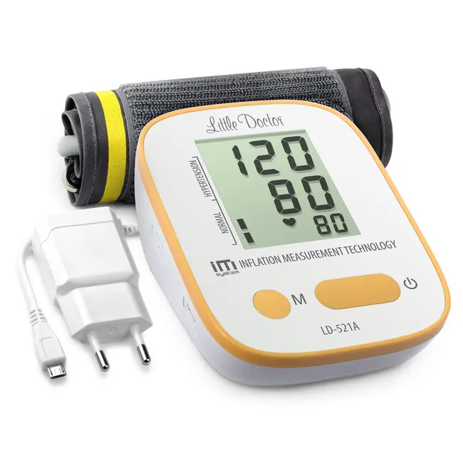 Tensiometru electronic de brat Little Doctor LD-521A, adaptor inclus, Algoritm IMS, memorare 90 de valori, manseta 22 - 42 cm BITld521a