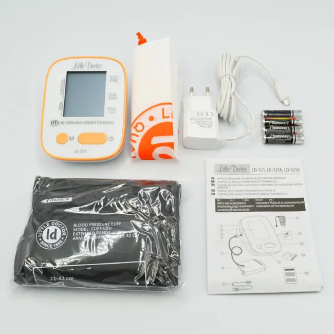 Tensiometru electronic de brat Little Doctor LD-521A, adaptor inclus, Algoritm IMS, memorare 90 de valori, manseta 22 - 42 cm BITld521a