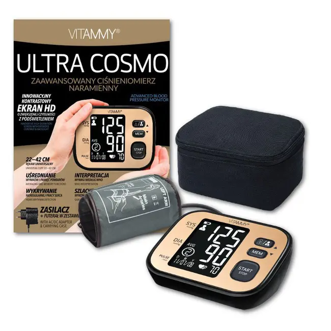Tensiometru electronic de brat VITAMMY Ultra Cosmo, manseta 22-42 cm, Negru Auriu BITutracosmonegru