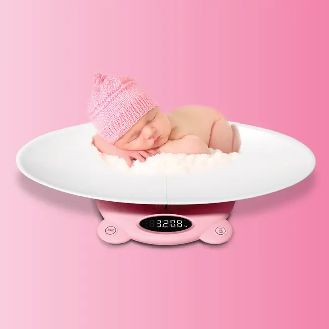 Cantar electronic Vitammy Babycinno, 4 in 1, pentru nou-nascuti, bebelusi, copii si adulti, tava detasabila, ecran LCD, greutate maxima 120 kg, Roz BITVitammybabycinnoroz