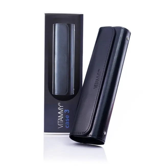 Husa de protectie Vitammy Case 3, din piele ecologica, dedicata periutelor de dinti electrice Vitammy: Aurum, Pearl+, Platinum, Symphony, Smils, Harmony, Splash, Dino, Negru BITvitammycase3negru