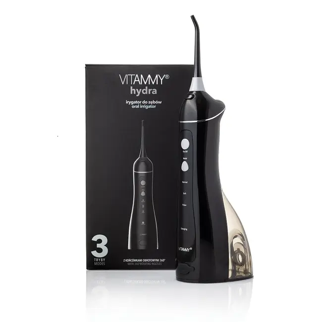 Irigator oral  dus bucal Vitammy Hydra, profesional, 3 moduri de functionare, rezistent la apa, 2 duze, Negru BITVitammyHydranegru