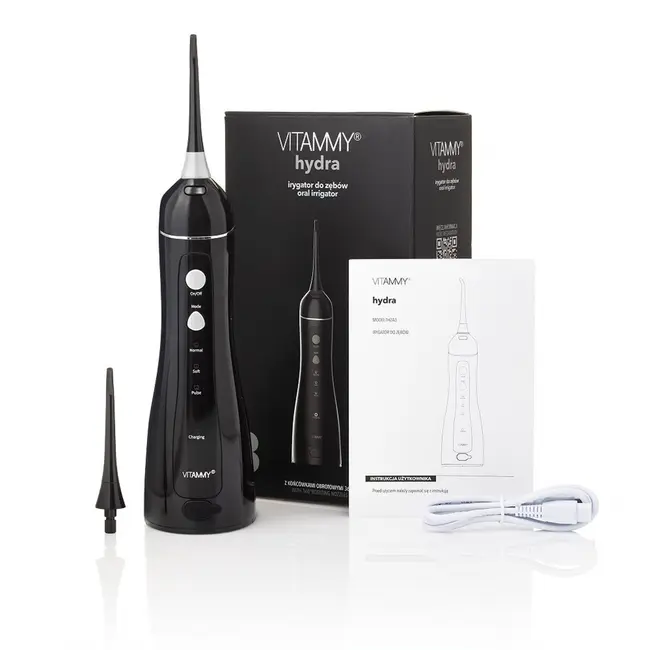Irigator oral  dus bucal Vitammy Hydra, profesional, 3 moduri de functionare, rezistent la apa, 2 duze, Negru BITVitammyHydranegru