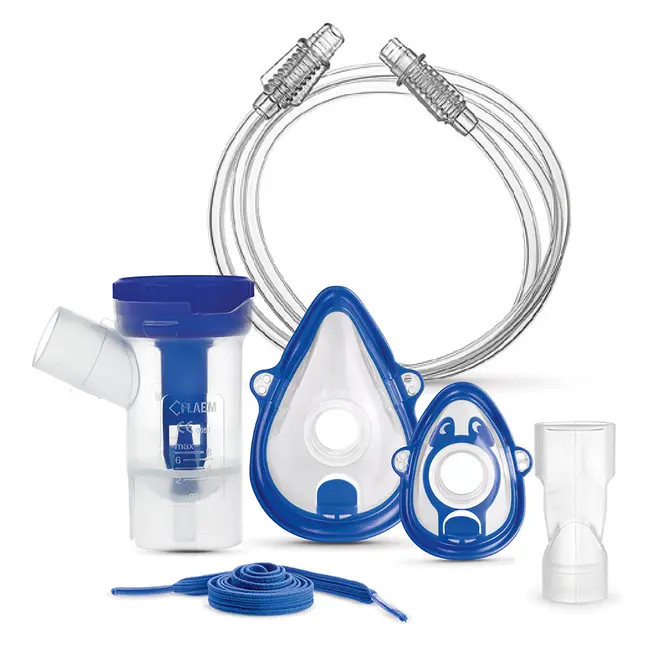 Kit accesorii Flaem RF8 Full pentru aparate de aerosoli, masca copii si adulti, pahar de nebulizare, piesa bucala, furtun BITkitmicrofine