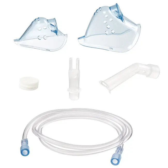 Kit accesorii pentru aparatele de aerosoli Vitammy Gattino, masca pediatrica si adulti, piesa bucala, piesa nazala, filtre de aer, furtun BITKitGattino