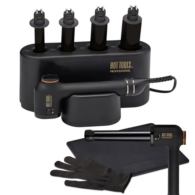 Ondulator multifunctional Hot Tools Curlbar Set, Pro Artist Black Gold collection, 4 capete detasabile de 19, 25, 32 si 38 mm, 8 trepte de temperatura, invelis din titan, HTCURLSETBGUKE BITHTCURLSETBGUKE