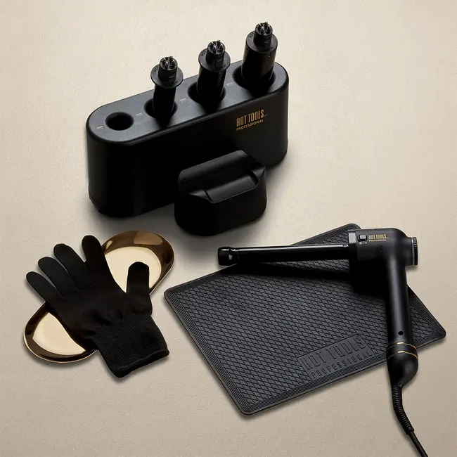 Ondulator multifunctional Hot Tools Curlbar Set, Pro Artist Black Gold collection, 4 capete detasabile de 19, 25, 32 si 38 mm, 8 trepte de temperatura, invelis din titan, HTCURLSETBGUKE BITHTCURLSETBGUKE