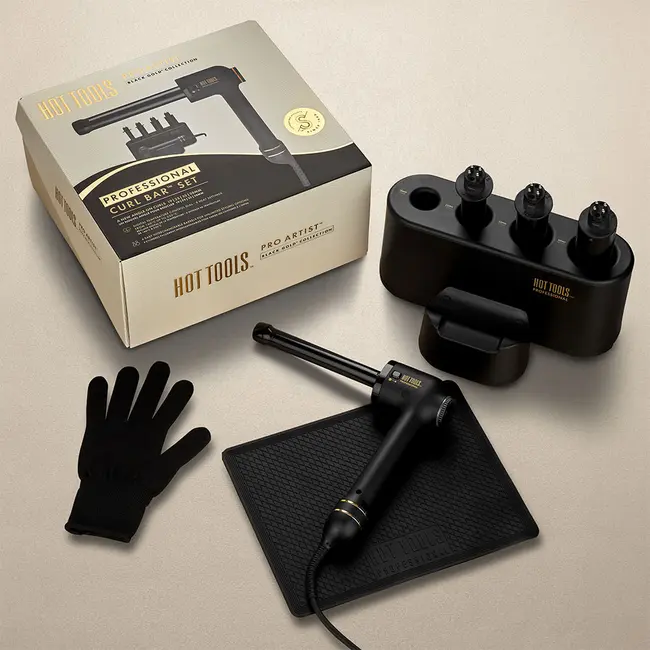 Ondulator multifunctional Hot Tools Curlbar Set, Pro Artist Black Gold collection, 4 capete detasabile de 19, 25, 32 si 38 mm, 8 trepte de temperatura, invelis din titan, HTCURLSETBGUKE BITHTCURLSETBGUKE