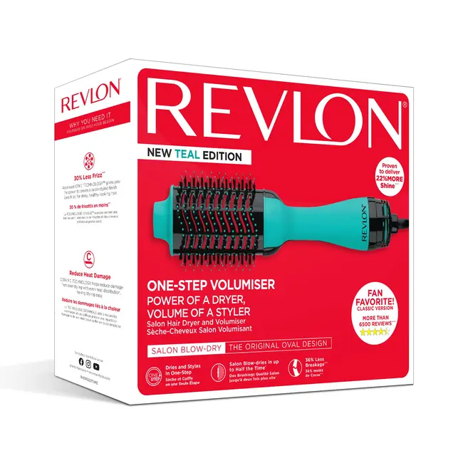 Perie electrica fixa REVLON One-Step Hair Dryer  Volumizer, RVDR5222TE TEAL, pentru par mediu si lung, Turcoaz BITRVDR5222TE