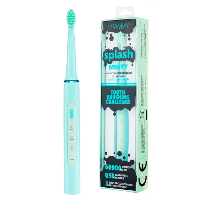 Periuta de dinti electrica VITAMMY Splash TB8132A-CE Minty, 60000 vibratii min, 3 moduri de periaj, Menta BITsplashminty