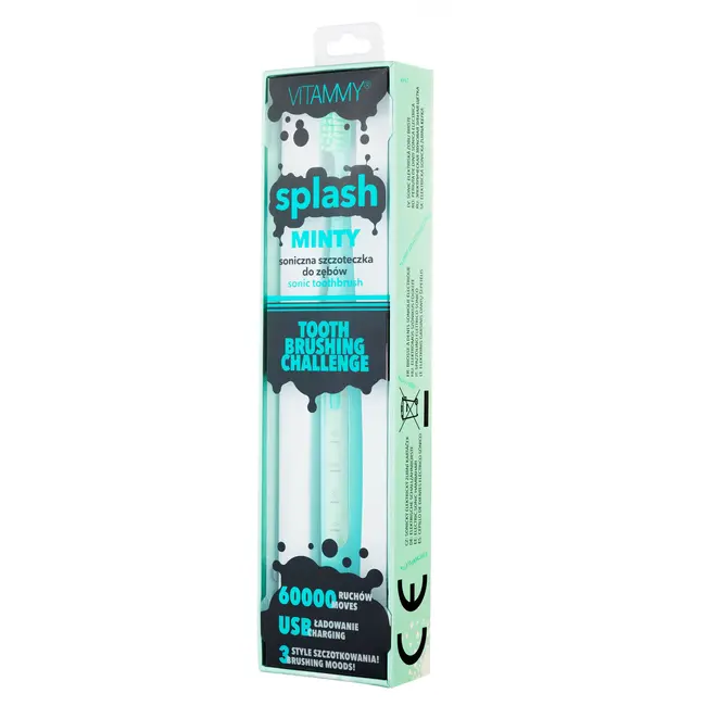 Periuta de dinti electrica VITAMMY Splash TB8132A-CE Minty, 60000 vibratii min, 3 moduri de periaj, Menta BITsplashminty