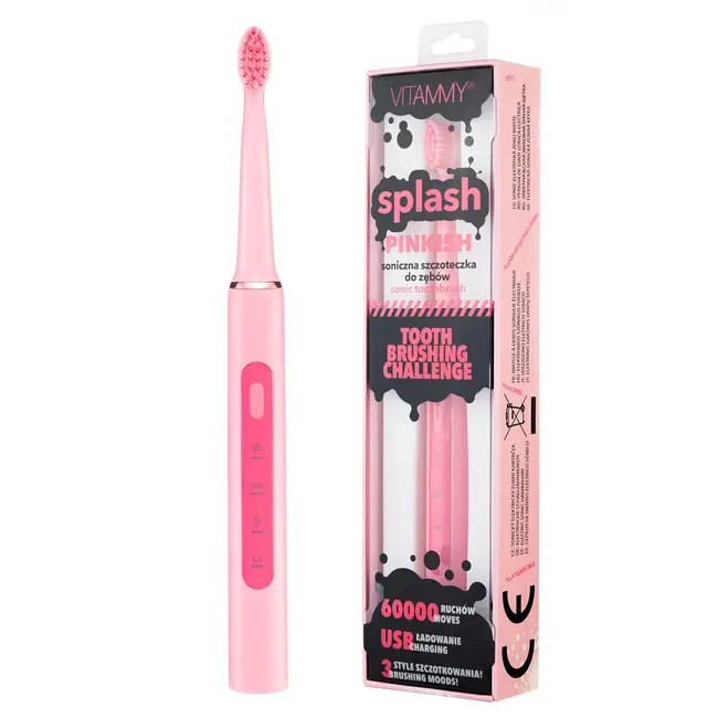 Periuta de dinti electrica VITAMMY Splash TB8132A-CE Pinkish, 60000 vibratii min, 3 moduri de periaj, Roz BITsplashpinkish