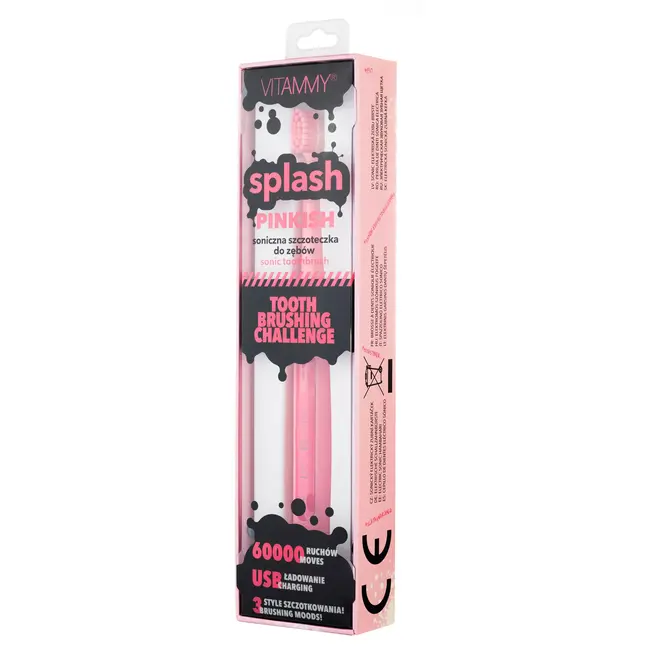 Periuta de dinti electrica VITAMMY Splash TB8132A-CE Pinkish, 60000 vibratii min, 3 moduri de periaj, Roz BITsplashpinkish
