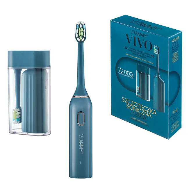 Periuta de dinti electrica VITAMMY Vivo, model premium, 72000 vibratii min, 3 moduri de periaj, rezistenta la apa, Antracit BITvivoantracit