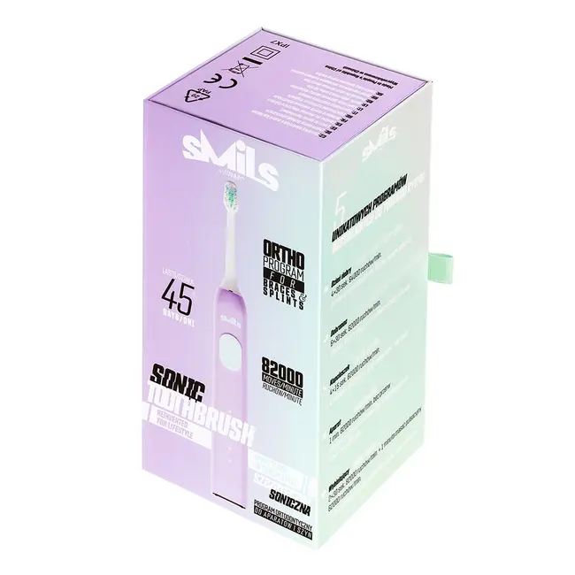 Periuta de dinti electrica Vitammy Smils Jelly, 82.000 de miscari min, 5 programe de periaj, baza incarcare USB, 2 capete periuta, Violet BITsmilsjelly