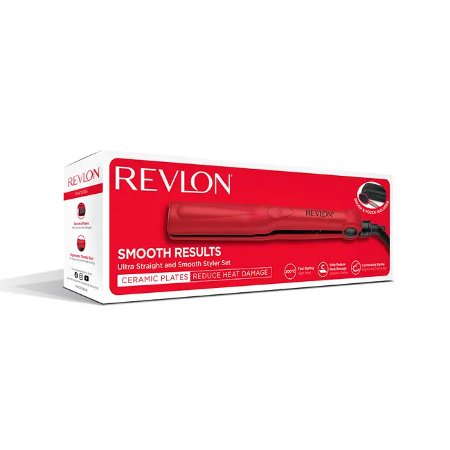 Placa de indreptat parul Revlon Smooth Results RVST2176GPE, temperatura pana la 200 grade, husa si perie de par Revlon cadou BITRVST2176GPE