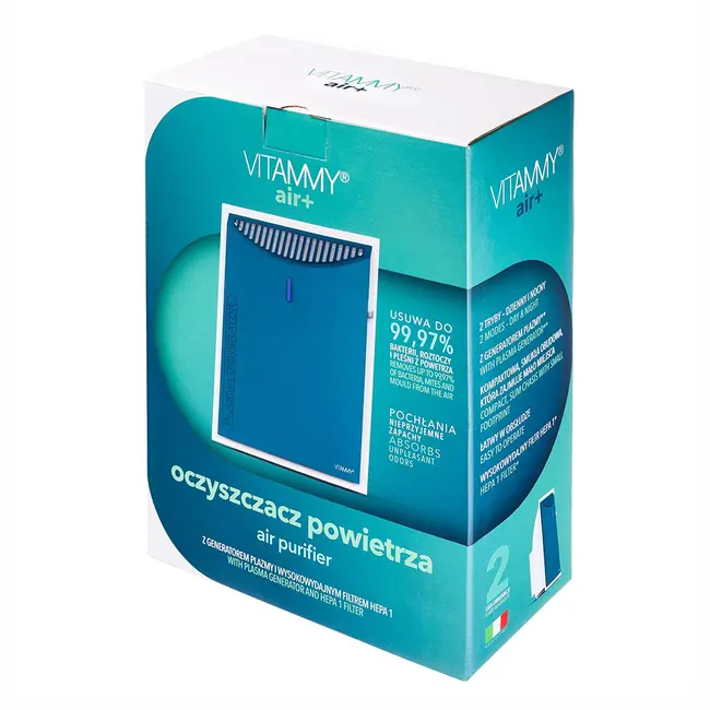 Purificator de aer cu generator de plasma Vitammy Air + PA600, filtru HEPA 1, 2 viteze, fabricat in Italia BITvitammyairpa600