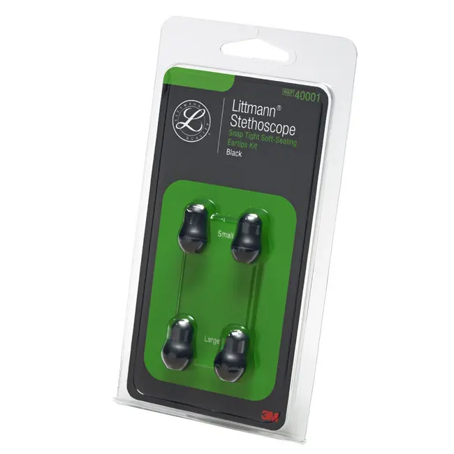Set 4 olive auriculare pentru stetoscoape Littmann, mari si mici, moi, auto-sigilabile, 40001, Negru BITolivenegru