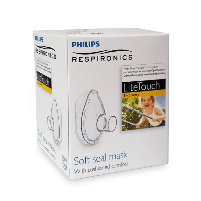Set Camera de inhalare si Masca medie 1-5 ani LiteTouch Philips Respironics BITsetoptichamberM