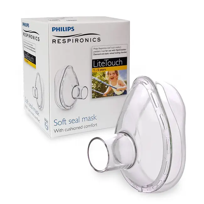 Set Camera de inhalare si Masca medie 1-5 ani LiteTouch Philips Respironics BITsetoptichamberM