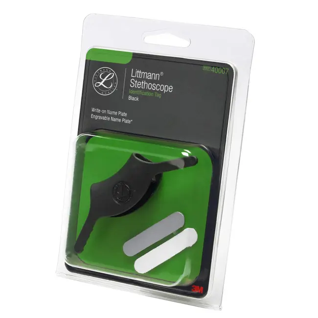 Tag-uri de identificare pentru stetoscoape Littmann, 24 x 49 mm, 40007, Negru BITtag40007negru