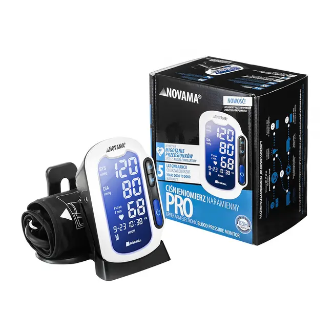 Tensiometru electronic de brat Novama Pro, masurare in timpul umflarii mansetei, 2 moduri de masurare, 180 rezultate, detectarea fibrilatiei atriale, manseta universala 22 - 42 cm, suport BITNovamaPro